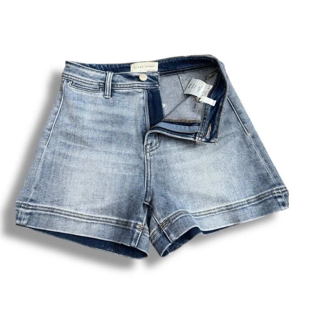 Risen High Rise Front Welt Pocket Denim Short RDS6245 Summer Flat Women’s Size S - Picture 9 of 11